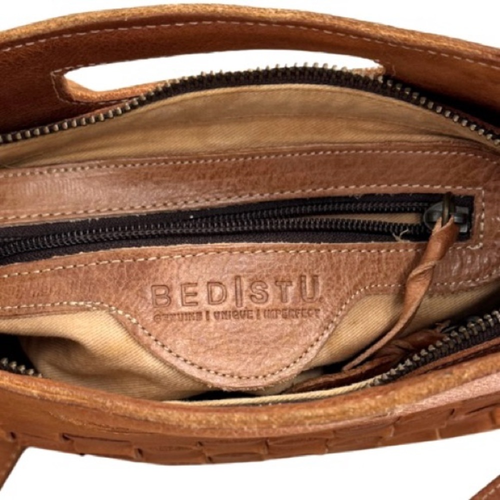 Bed Stu Orchid Woven Leather Versatile Crossbody Bag Tan Brown Leather - Picture 13 of 16